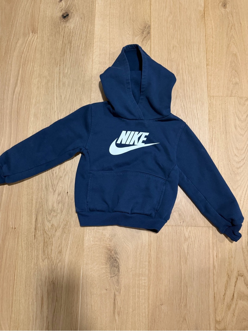 Nike Kids Navy Hoodie with White Swoosh Logo